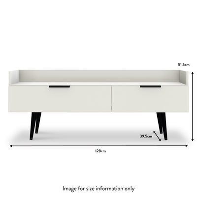 Asher White Media Console Unit with Black Legs