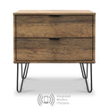 Moreno Rustic Oak Wireless Charging 2 Drawer Sofa Side Lamp Table from Roseland Furniture
