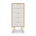 Mila White with Gold Hairpin Legs 5 Drawer Tallboy from Roseland