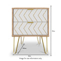 Mila White with Gold Hairpin Legs 2 Drawer Bedside from Roseland size