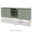 Moreno Olive Green arge 6 Drawer Sideboard Cabinet with Gold Hairpin Legs size guide