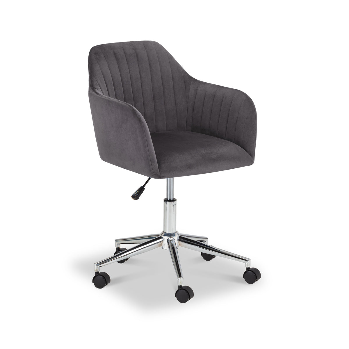 Malvern Grey Velvet Swivel Office Chair from Roseland Furniture