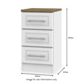 Talland White 3 Drawer Bedside Cabinet from Roseland size