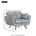 Trom Grey Scandinavian style fabric armchair - Size Guide