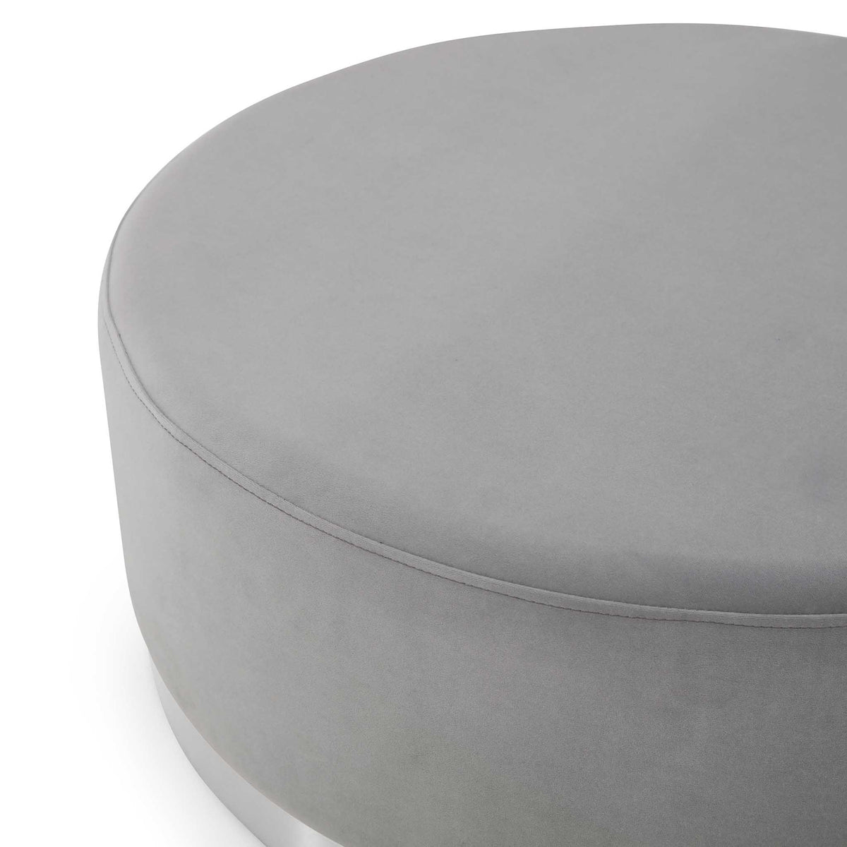 close up of the plush velvet fabric on the Mia Velvet Footstool - Grey