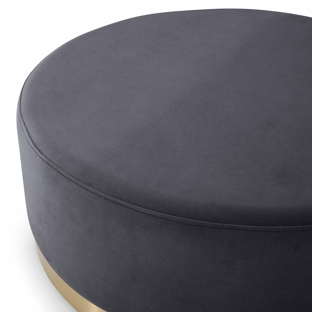 close up of the plush velvet fabric on the Mia Velvet Footstool - Blue Ink