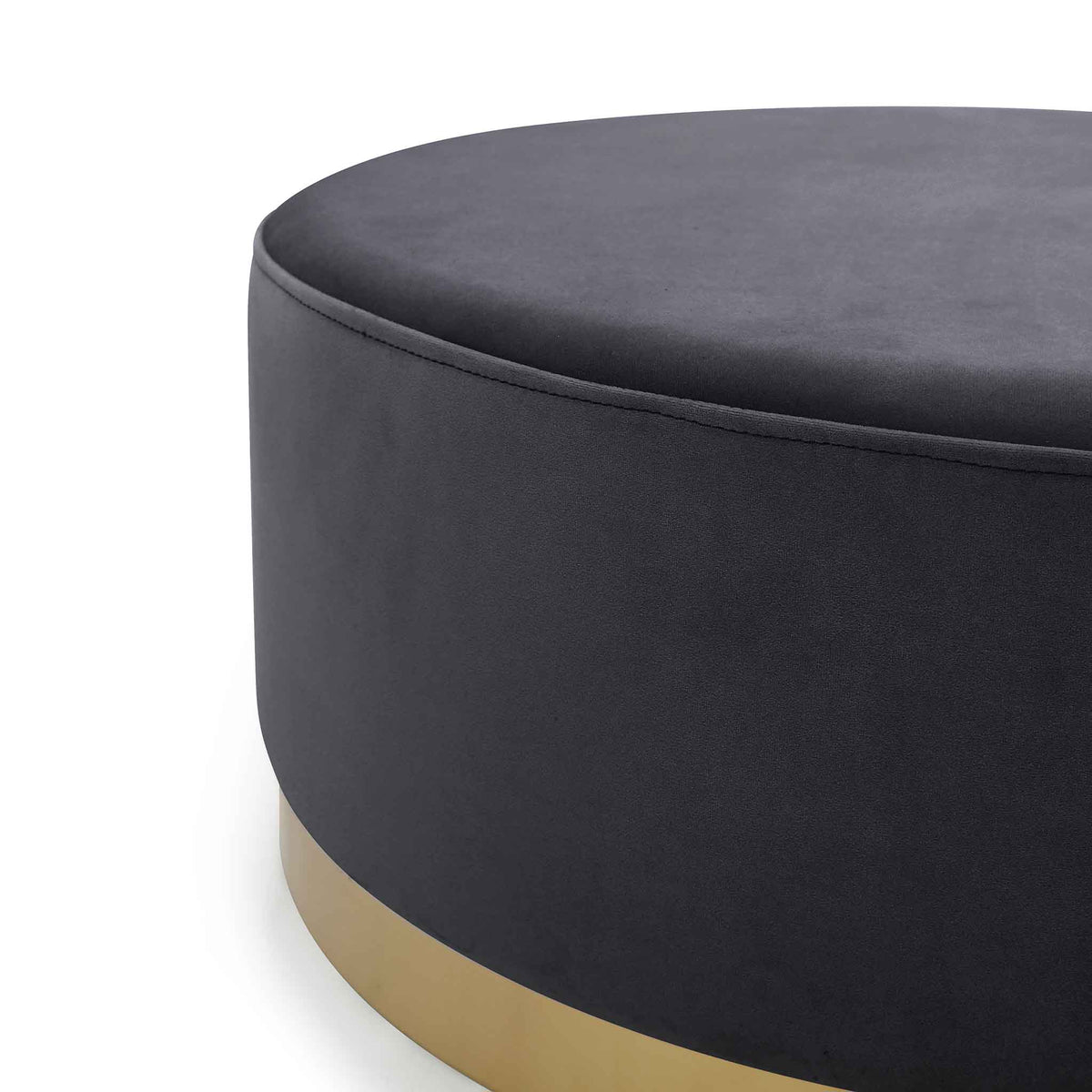 Mia Velvet Footstool - Blue Ink