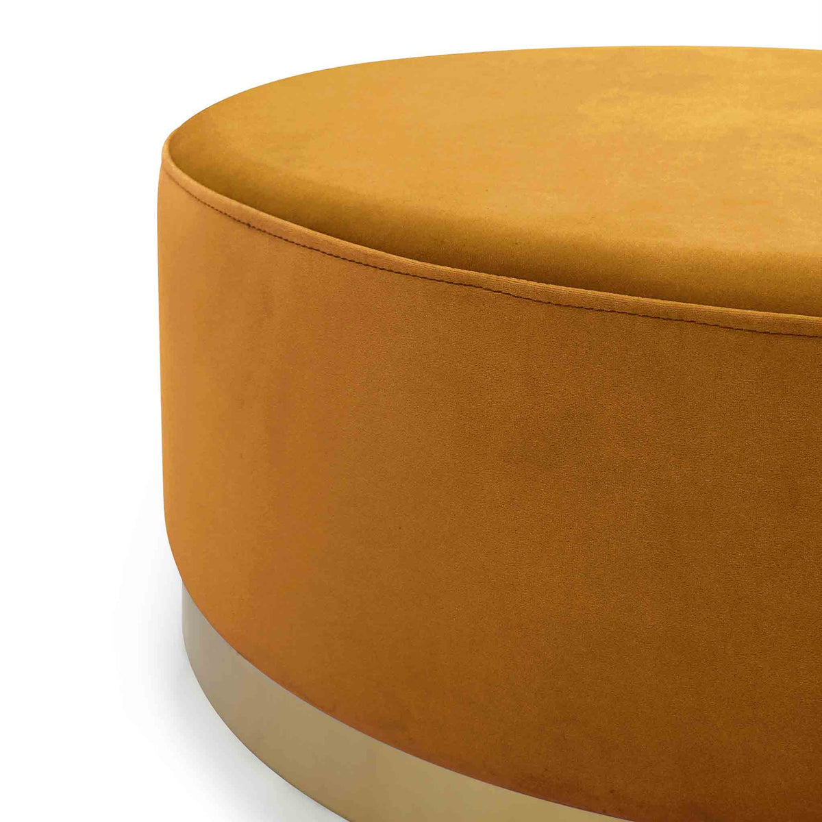 close up of velvet fabric on the Mia Velvet Footstool - Mustard Yellow