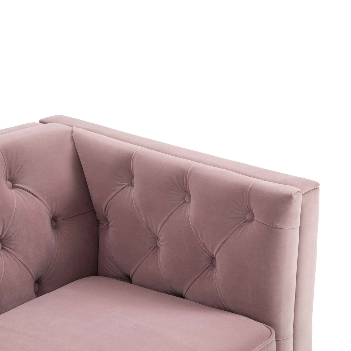 Eliza Heather 3 Seater Chesterfield Sofa - Close up of arm rest and cushion