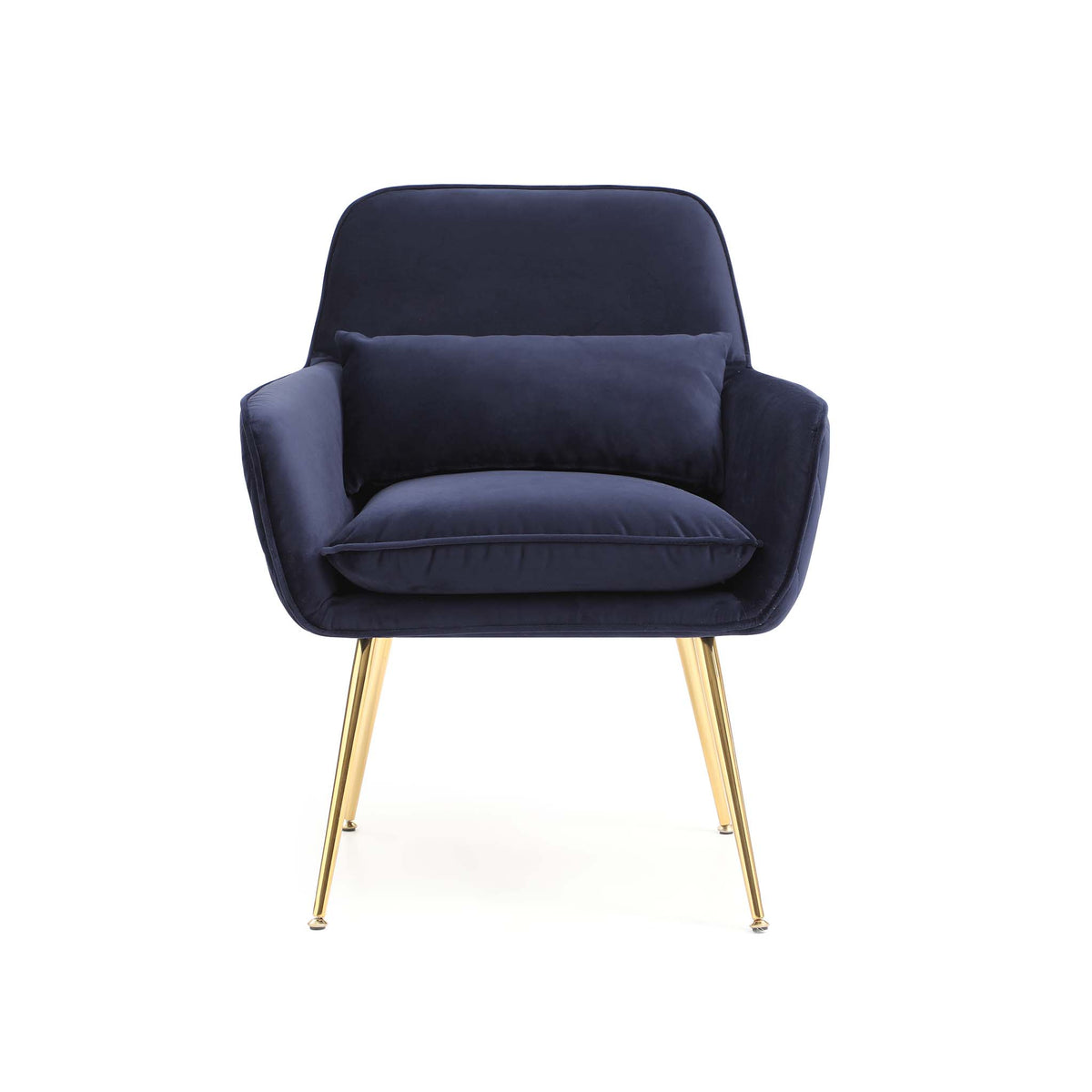 front view of the Diamond Ink Blue Velvet Accent Chair
