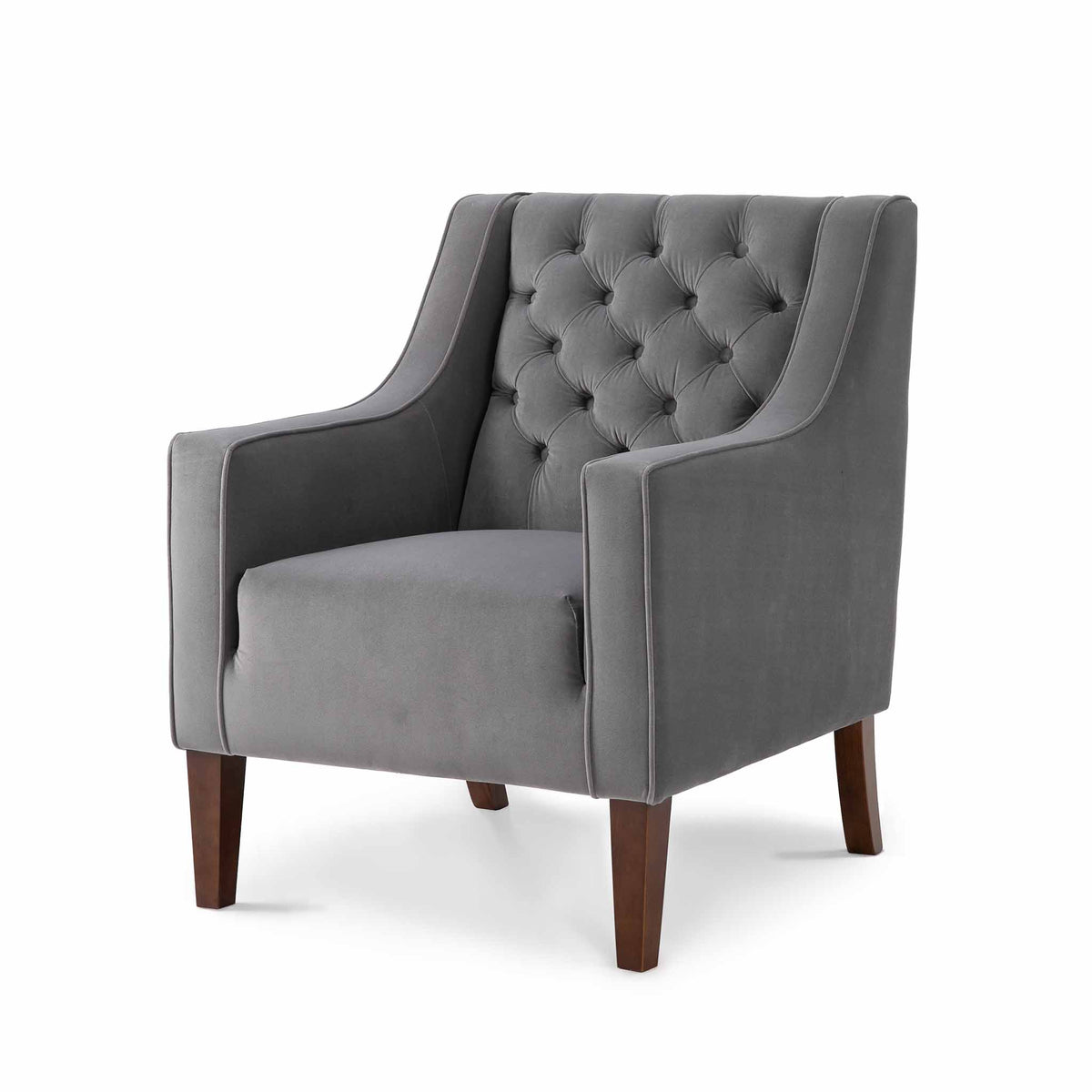 Eliza Grey Chesterfield Arm Chair - Side view