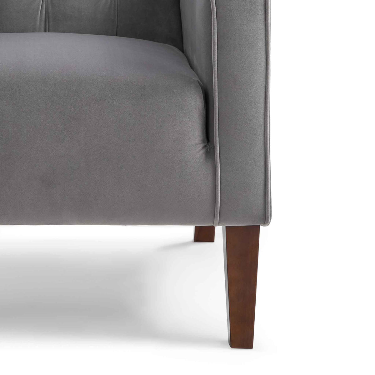 Eliza Grey Chesterfield Arm Chair - Close up of legs