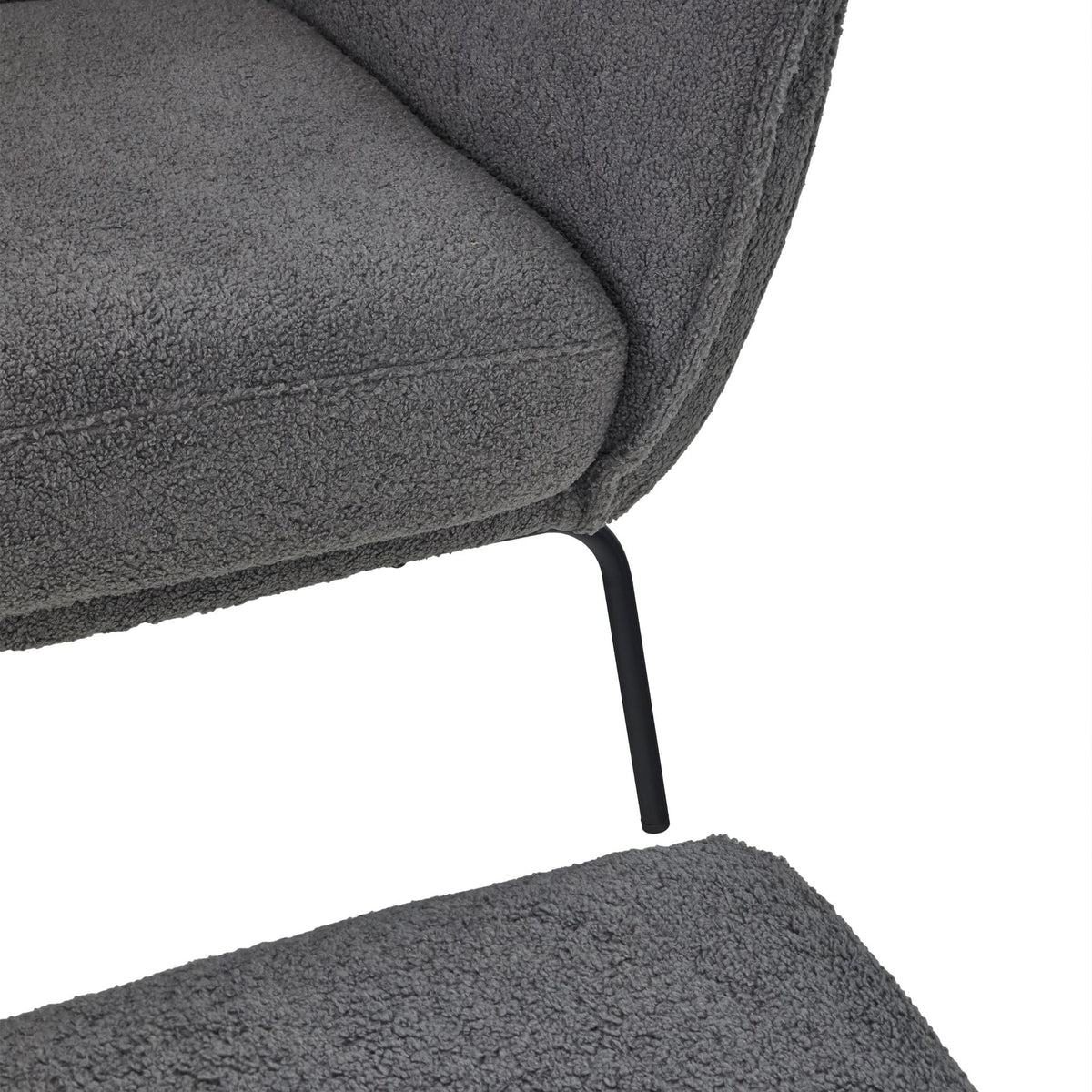 Knox Grey teddy boucle armchair with stool
