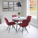Paros Round Dining Table with 4 Addison Red Chairs