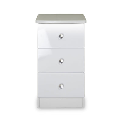 Aria White Gloss LED Lighting 3 Drawer Bedside Cabinet