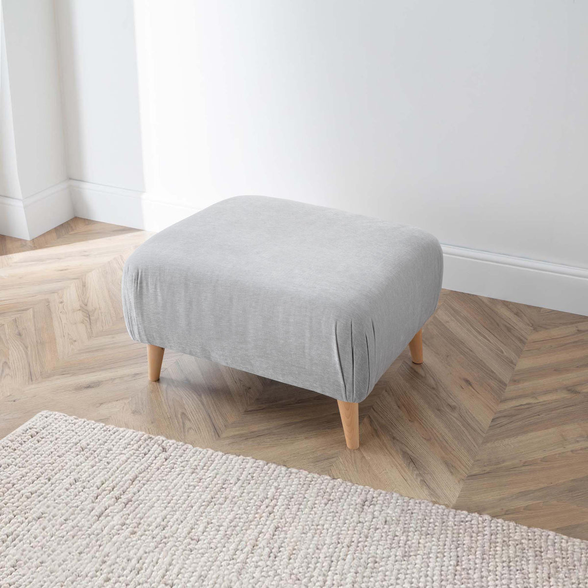 Rowen ice grey footstool from roseland