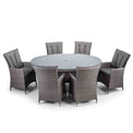 Cadiz Oval Grey Outdoor Rattan Dining Set with 6 Chairs from Roseland Furniture Garden Range