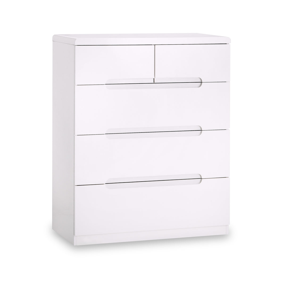 Jenner White 2 over 3 Chest of 5 Drawers from Roseland Furniture
