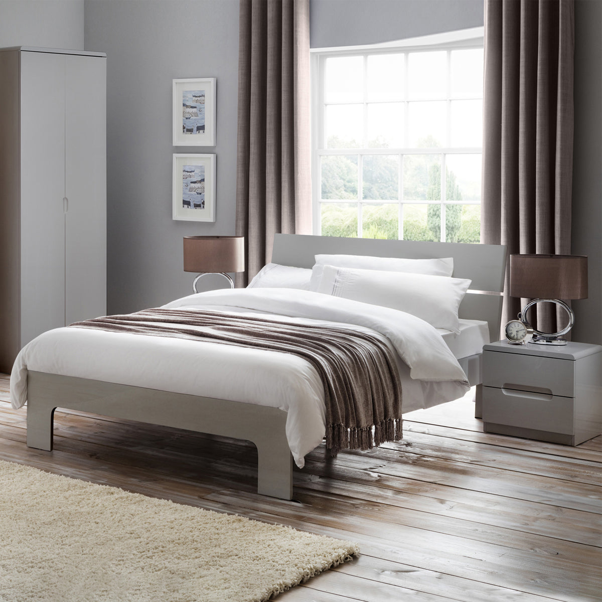 Jenner Grey 2 Drawer Bedside Table for bedroom