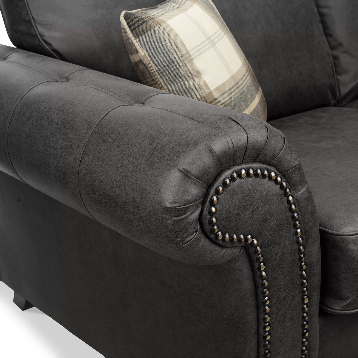 Edward Black Faux Leather 2 Seater Sofa
