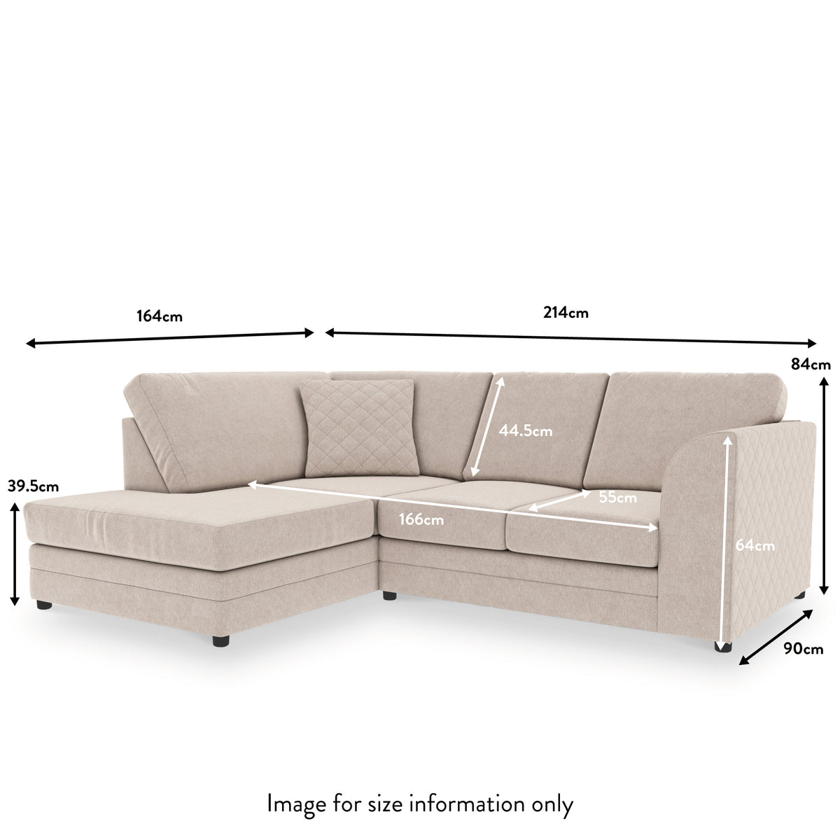 Seymour Stone Right Hand Corner Sofa dimensions