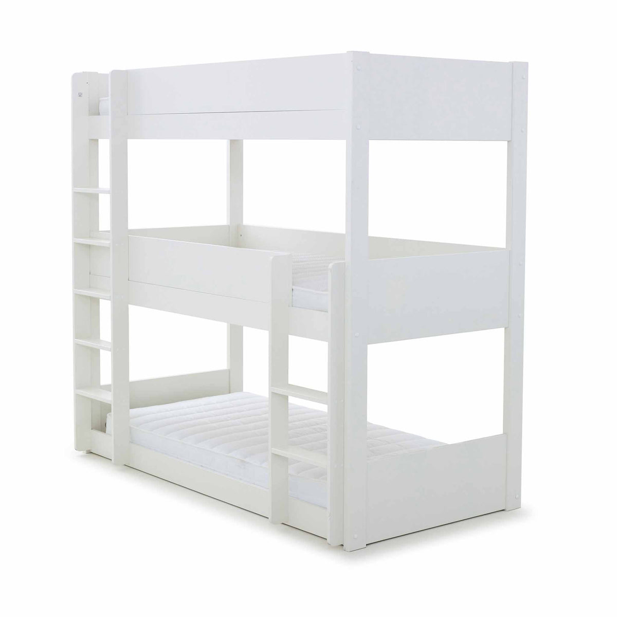 Trio White 3 Sleeper Wooden Single Bunk Bed