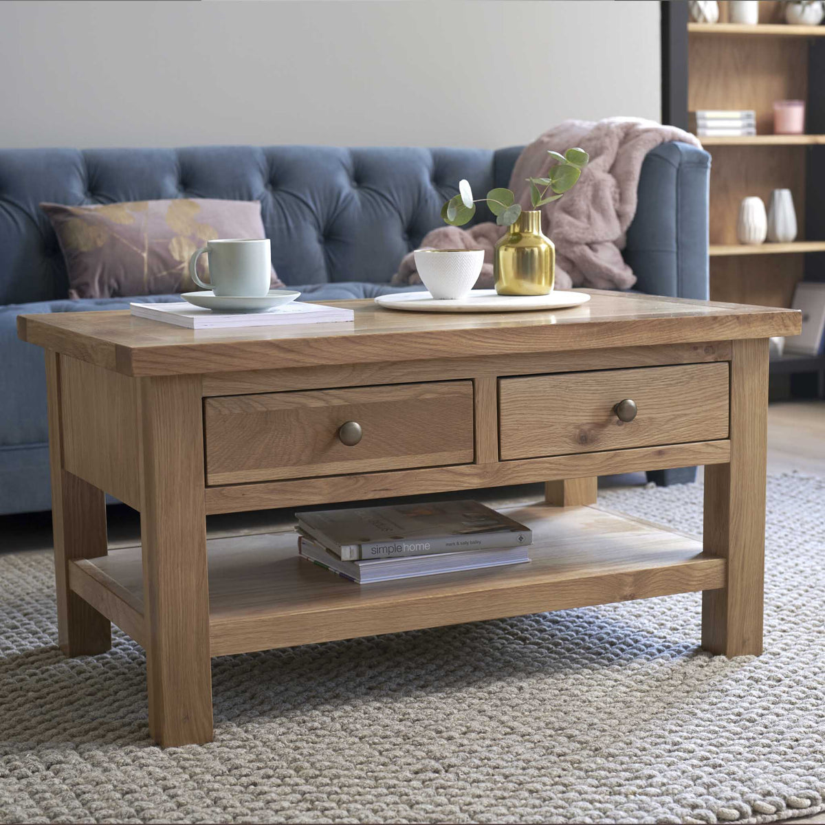 Charlestown Oak Coffee Table with 2 Drawers