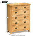 Surrey Oak 2 Over 4 Chest of Drawers - Size Guide