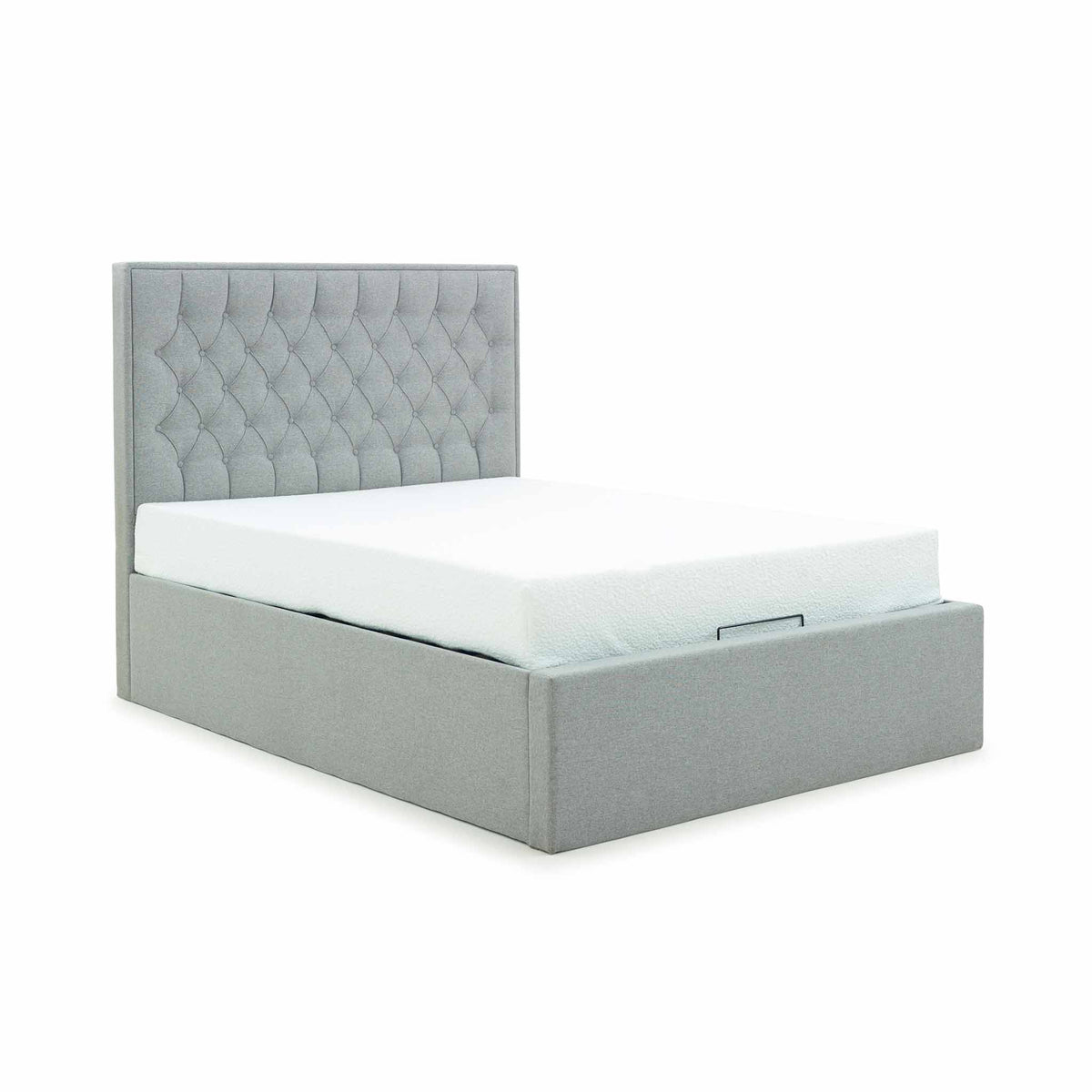 Sutton Grey Upholstered Fabric Ottoman Storage Double Bed from Roseland Furniture
