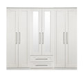 Bellamy White Large 6 door Mirrored Wardrobe with 2 Drawers from Roseland