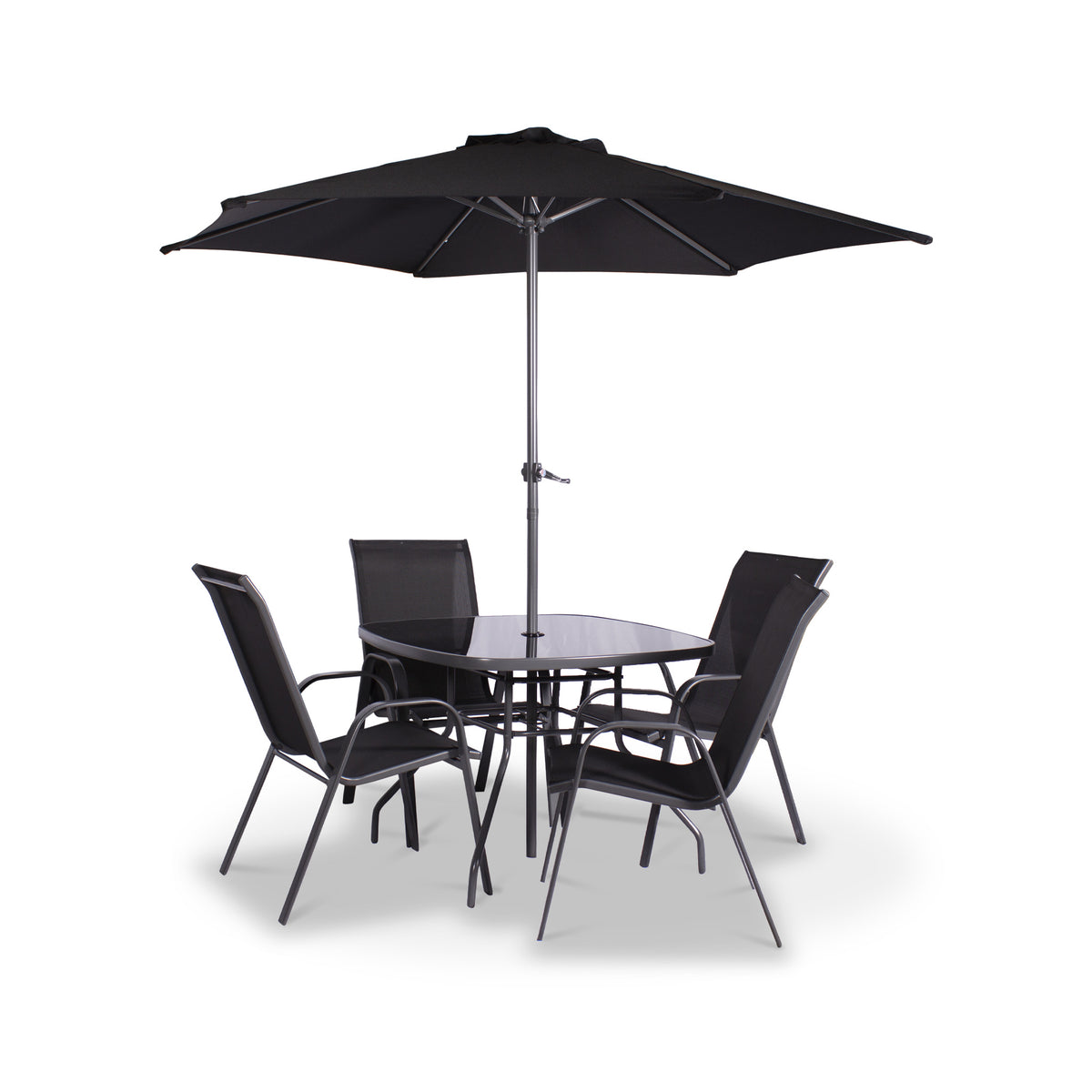 Rio Stacking 4 Seat Dining Set with Parasol