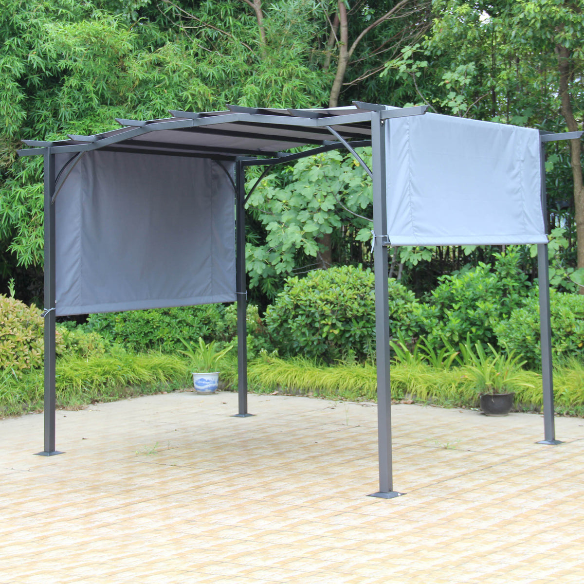 San Remo Grey Sliding Pergola Gazebo Shelter Outdoor Setting