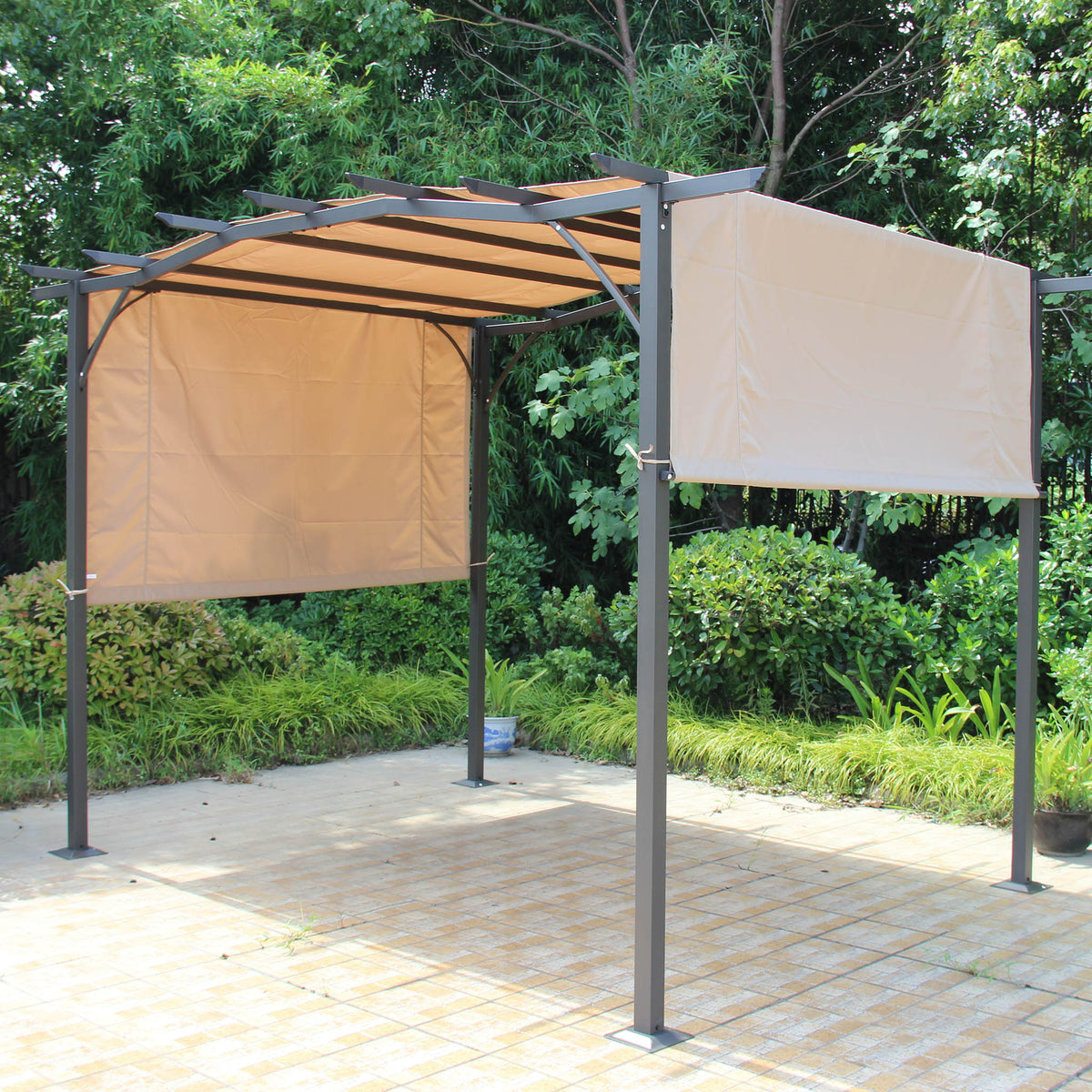 San Remo Brown Sliding Pergola Gazebo Shelter