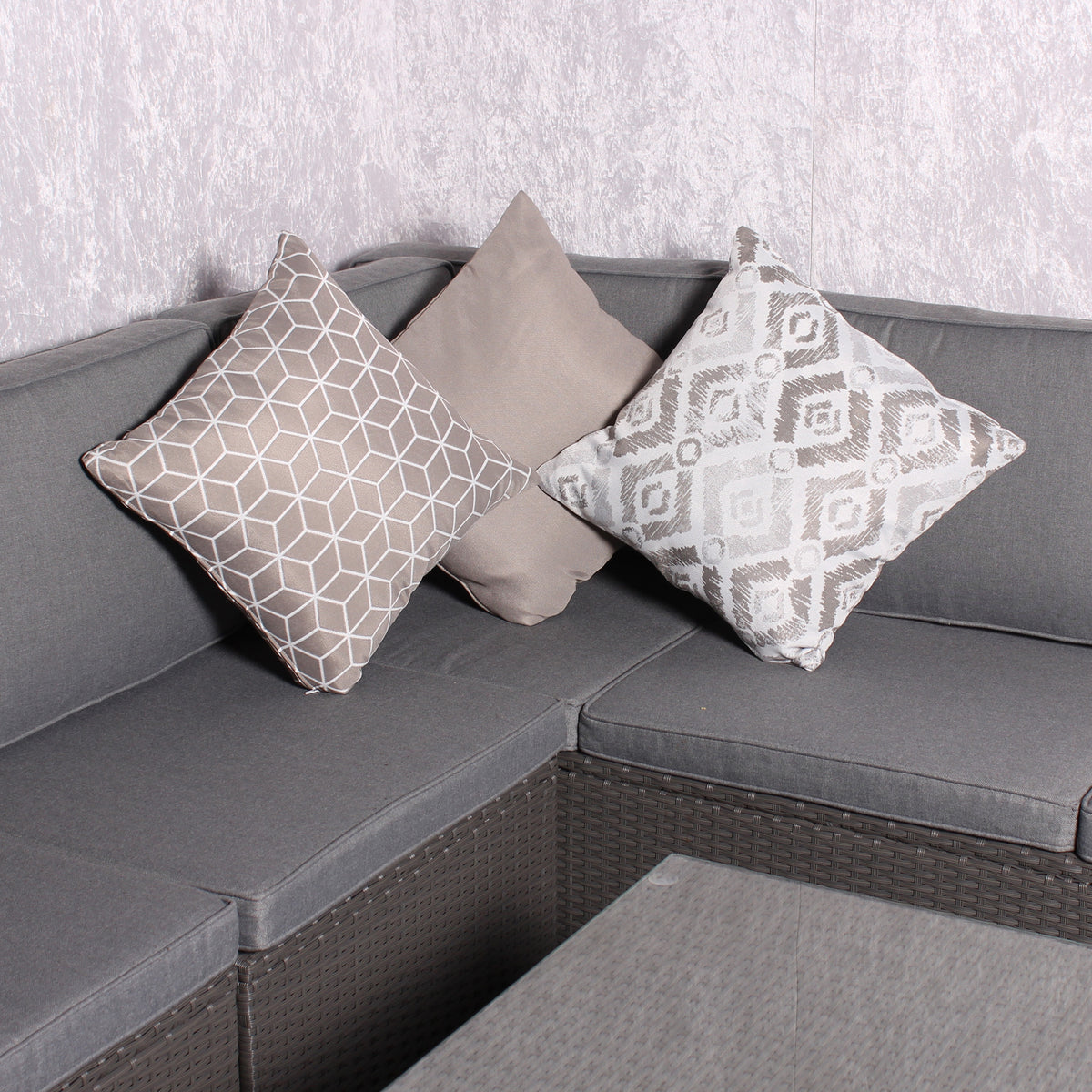 Outdoor Grey Geometric Scatter Cushion