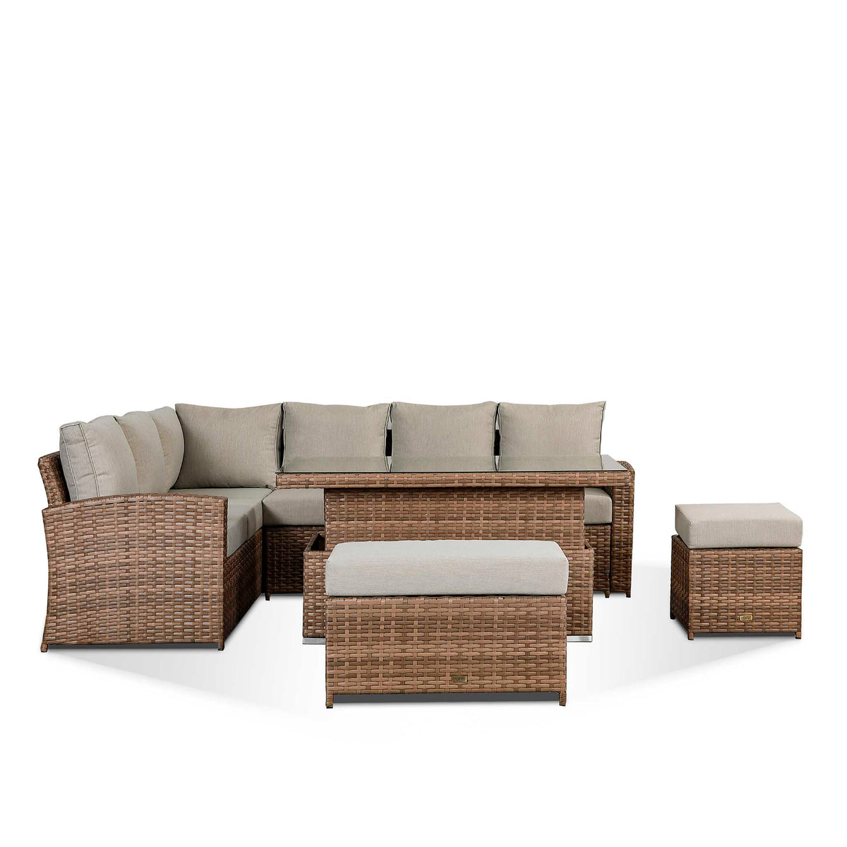Sloane Brown Mix Rattan Corner Dining Set with Adjustable Height Table