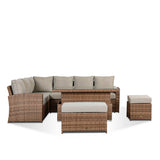 Sloane Brown Mix Rattan Corner Dining Set with Adjustable Height Table