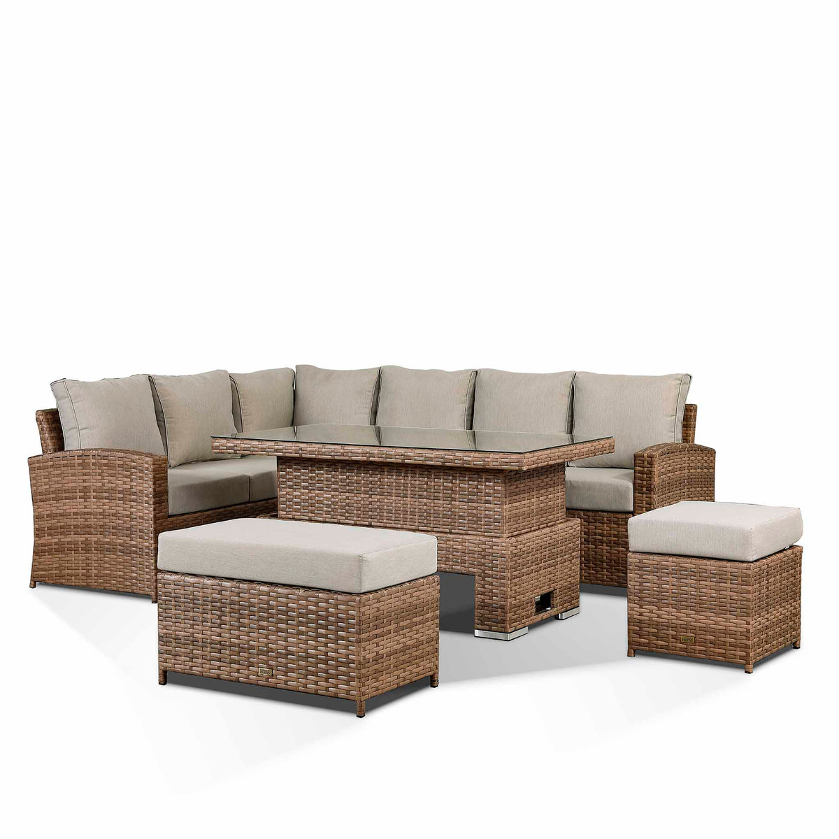 Sloane Brown Mix Rattan Corner Dining Set with Adjustable Height Table