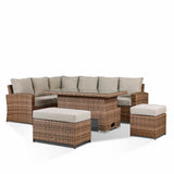 Sloane Brown Mix Rattan Corner Dining Set with Adjustable Height Table