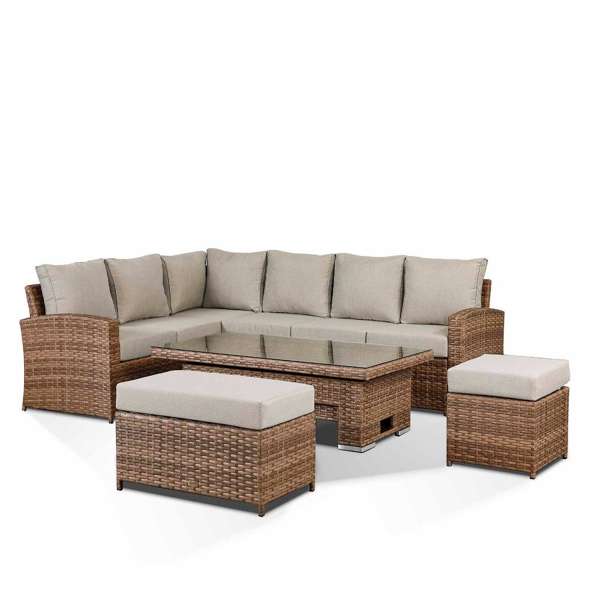 Sloane Brown Mix Rattan Corner Dining Set with Adjustable Height Table