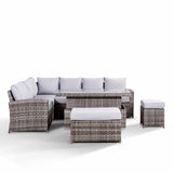 Sloane Grey Mix Rattan Corner Dining Set with Adjustable Height Table from Roseland