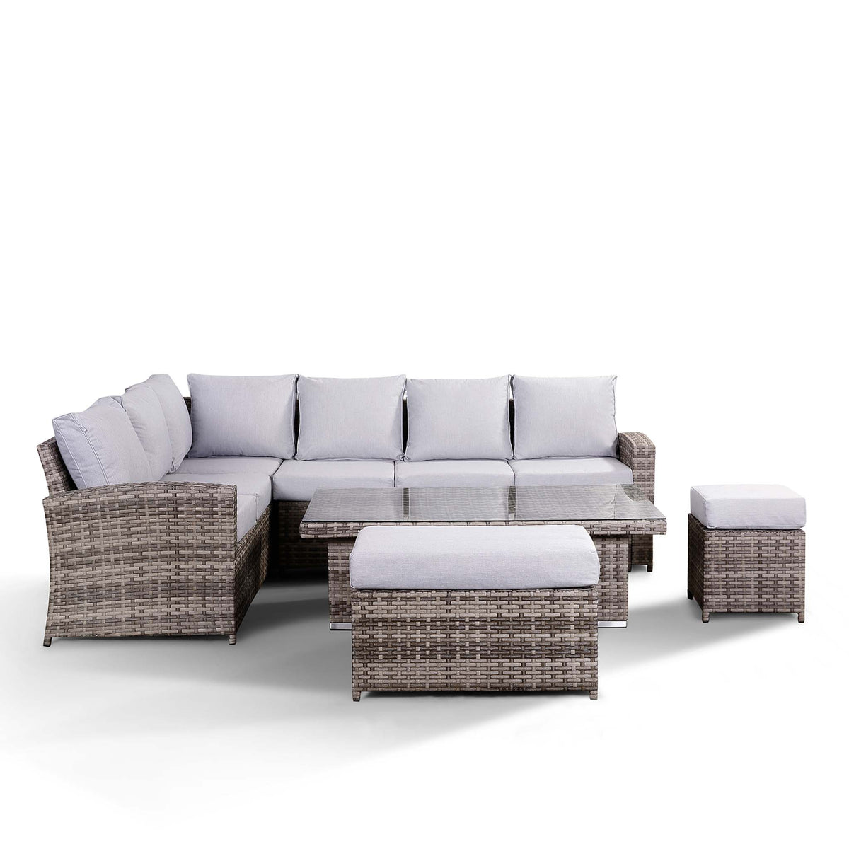 Sloane Grey Mix Rattan Corner Dining Set with Adjustable Height Table