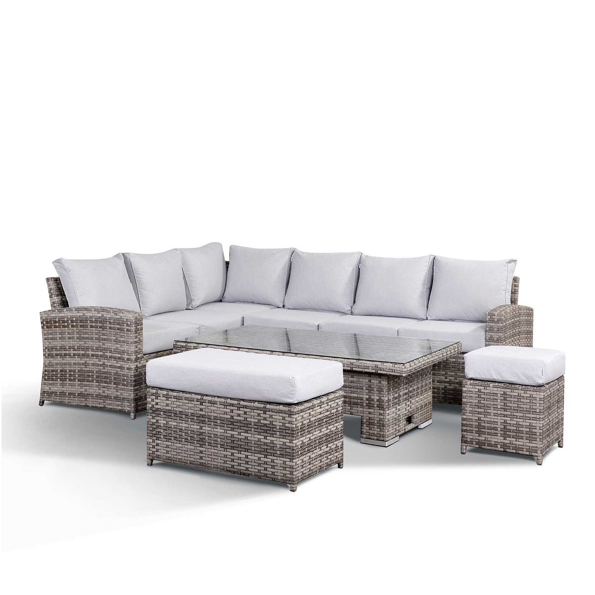 Sloane Grey Mix Rattan Corner Dining Set with Adjustable Height Table