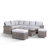 Sloane Grey Mix Rattan Corner Dining Set with Adjustable Height Table