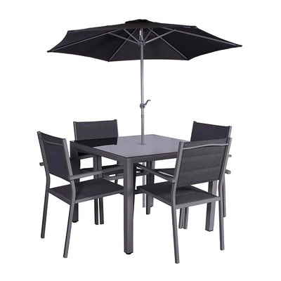 Sorrento 4 Seater Dining Set with Parasol