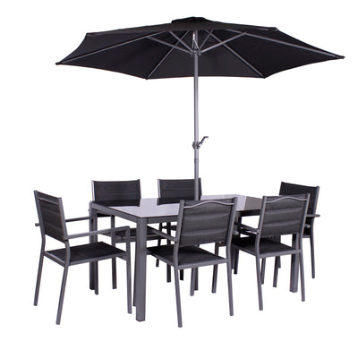 Sorrento 6 Seater Dining Set with Parasol