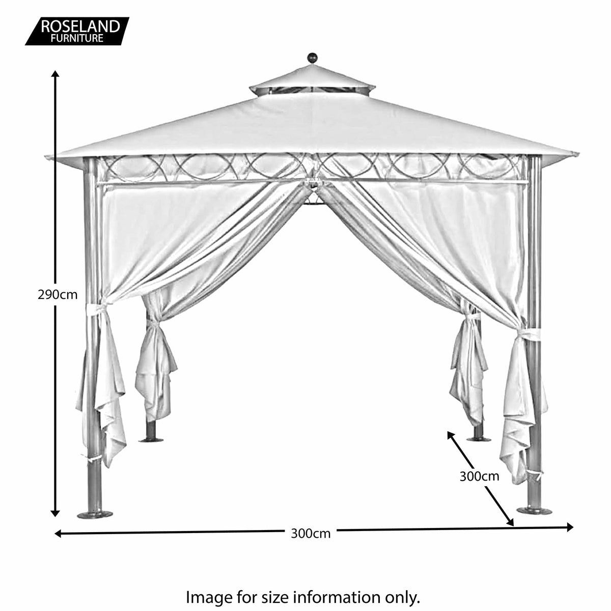 Dubai 3m Luxury Garden Gazebo - Size Guide