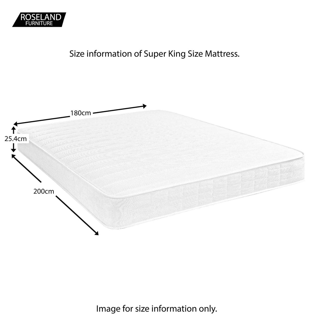 Roseland Sleep Onyx - Super King Size,  Size Guide