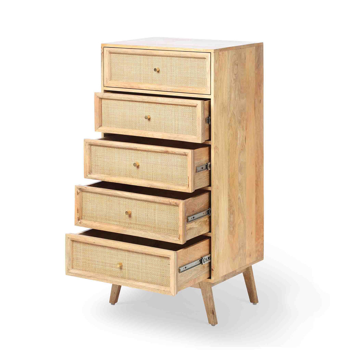 Venti Mango and Cane 5 Drawer Chest