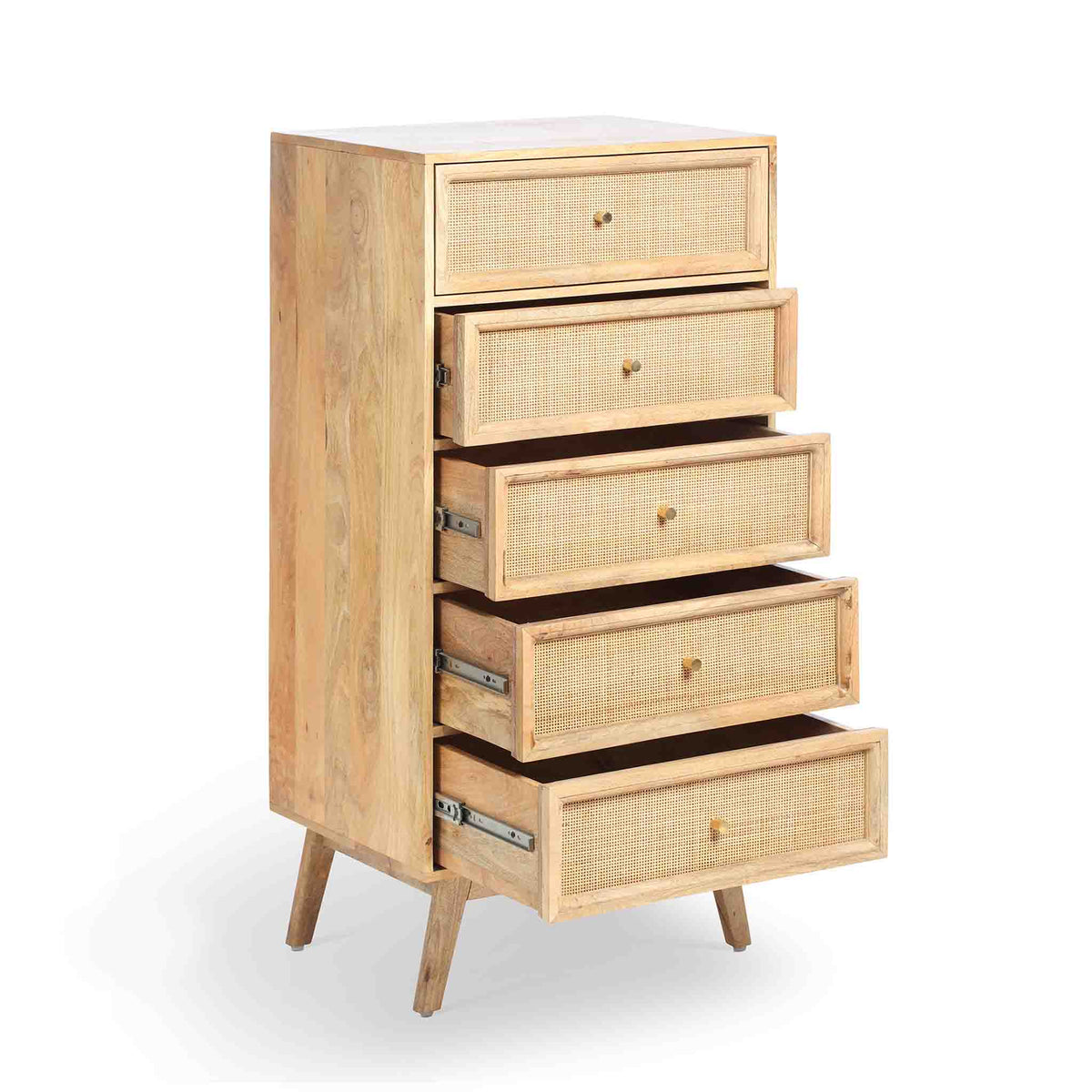 Venti Mango and Cane 5 Drawer Chest