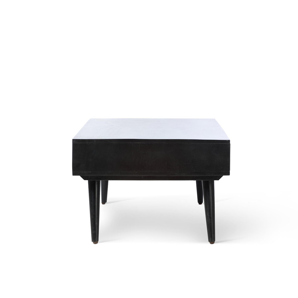 Venti Black Mango Wood and Cane Coffee Table with Scandi Legs